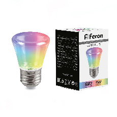 Лампа светодиодная, (1W) 230V E27 RGB C45, LB-372 прозрачный плавная смена цвета