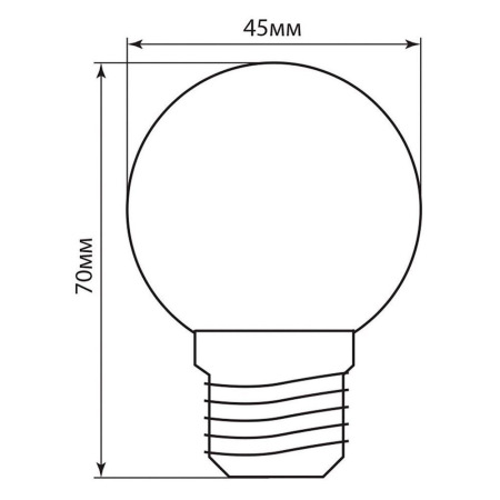 Лампа светодиодная, (1W) 230V E27 красный G45, LB-37