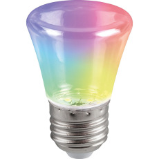 Лампа светодиодная, (1W) 230V E27 RGB C45, LB-372 прозрачный плавная смена цвета